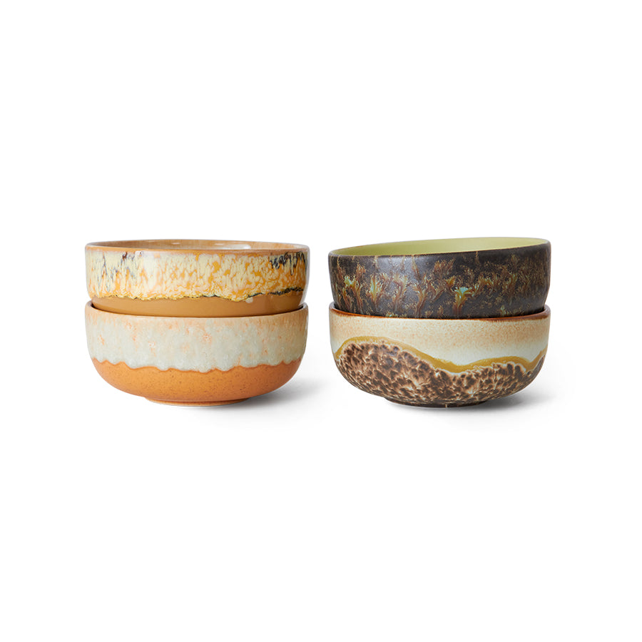HKliving® 70s Ceramics - Tapa Bowls - Drift - Set Of 4