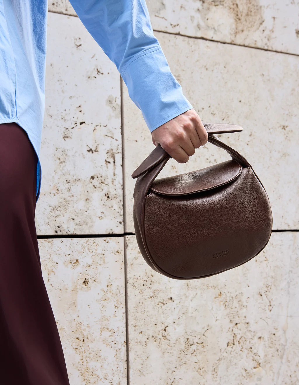 O My Bag - Bag - Coco Croissant - Eco Soft Grain Leather - Chocolate - Lifestyle Cut 2