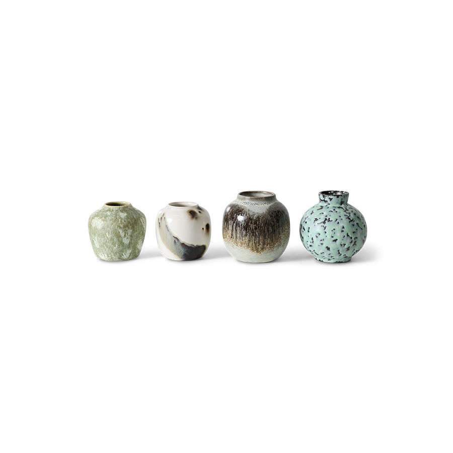 HKliving® 70s Ceramics - Small Vases - Canyon - Set Of 4