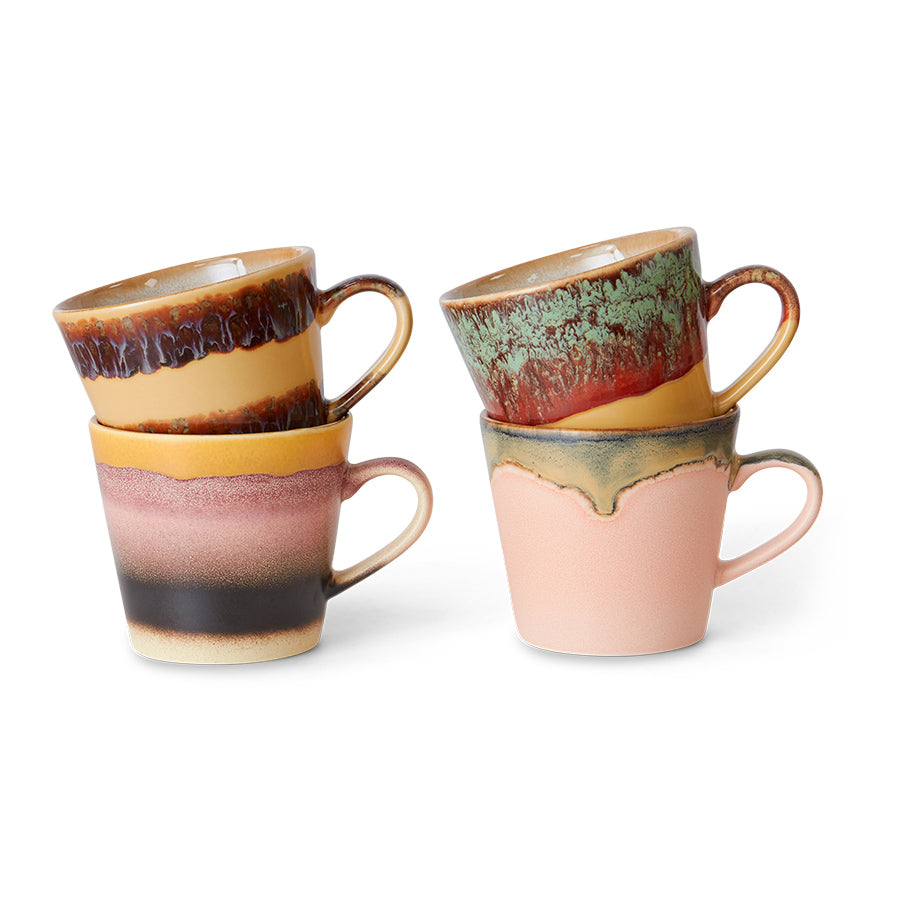HKliving® 70s Ceramics - Cappuccino Mugs - Vista - Set Of 4