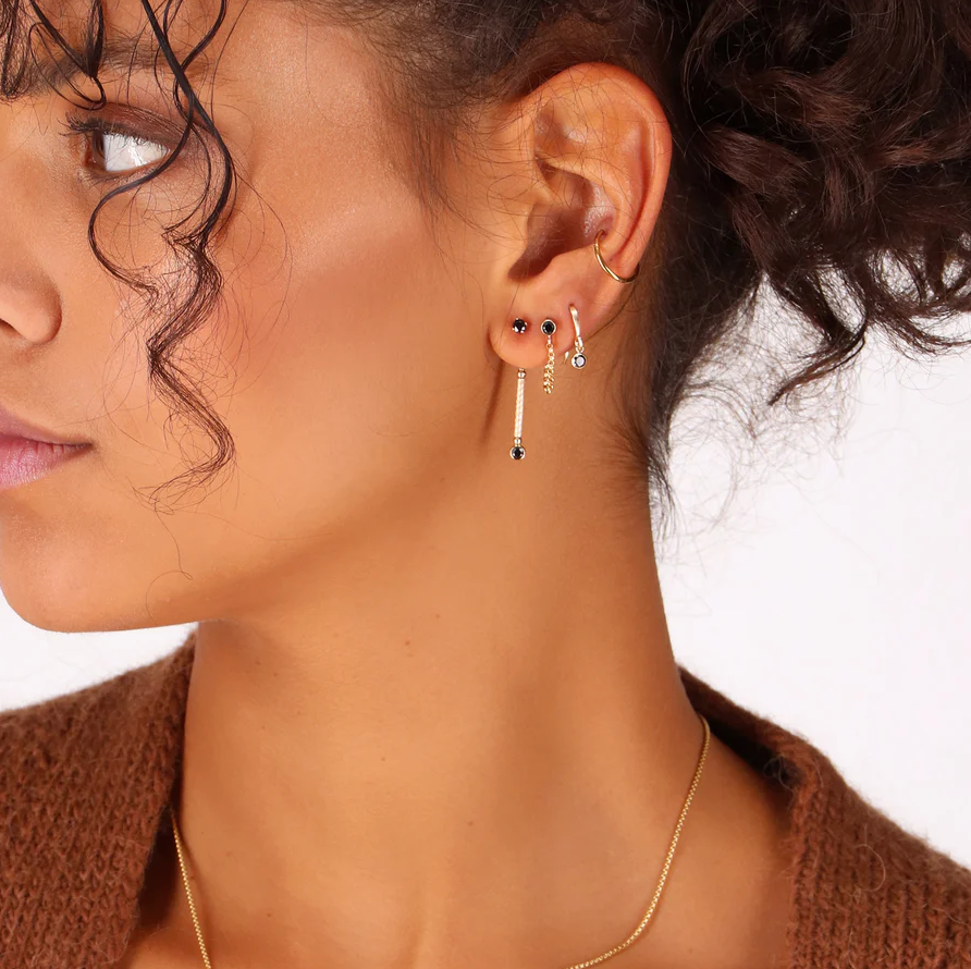 Earrings Black Chain Earstuds 14Kt Gold Fill Industry Co Home
